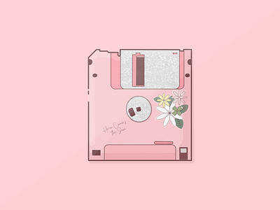 Floppy Disk design flowers illustration pink procreate