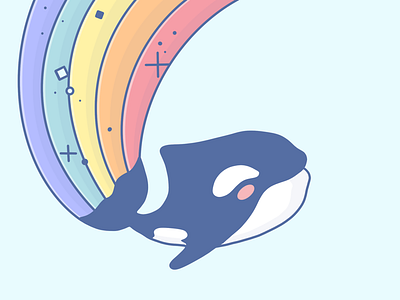 🌈orca🌈 art illustration pastel procreate rainbow whale