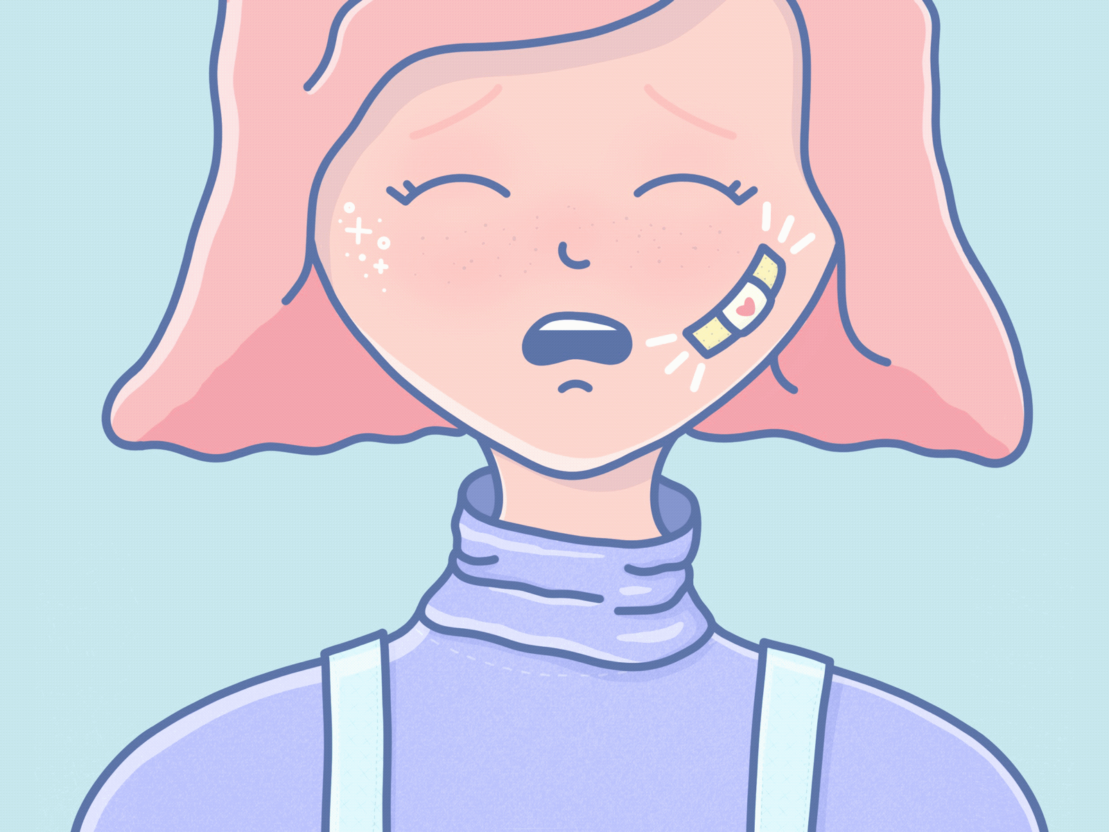 booboo 🥺🩹 girl illustration pastel pink procreate sparkle