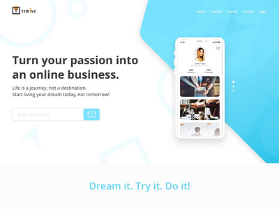 Thrive Homepage animation app blue branding design flat icon identity illustration illustrator ios lettering minimal mobile typography ui ux vector web website