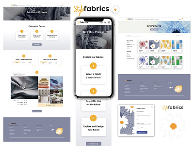 UI/UX Design for the Fabric Pattern Process & Patterns Web Page app artdirection blue branding clean design flat identity illustration illustrator ios logo minimal mobile typography ui ux vector web website