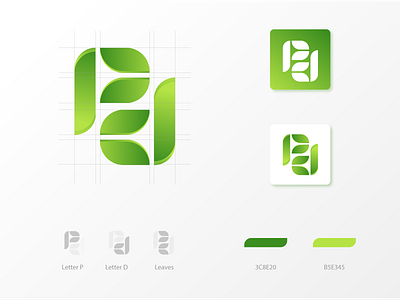 P+D Logo Concept branding concept design flat gradient green icon inspiration logo minimal vector white