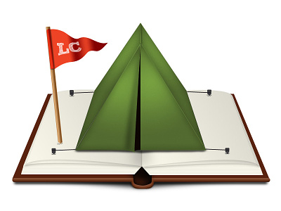 Library Camp book flag logo tent