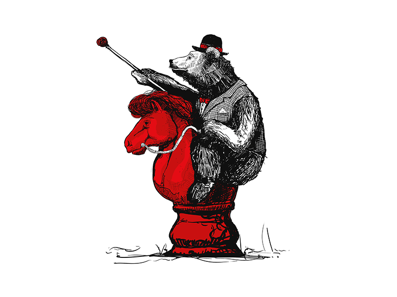 Mr Bear animal bear brandhero characterdesign chess draw horse illustration
