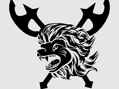 tribal tattoo viking lion head illustration and vector logo abstract animal art background beast black cartoon character design dog drawing e sports element emblem face fantasy mammal mascot white wildlife