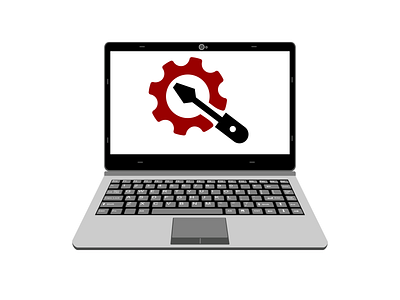 Laptop setting and installing illustration computer configuration design flat gear icon illustration installing laptop layout logo netbook notebook realistic screen setting technology tools vector vectortart