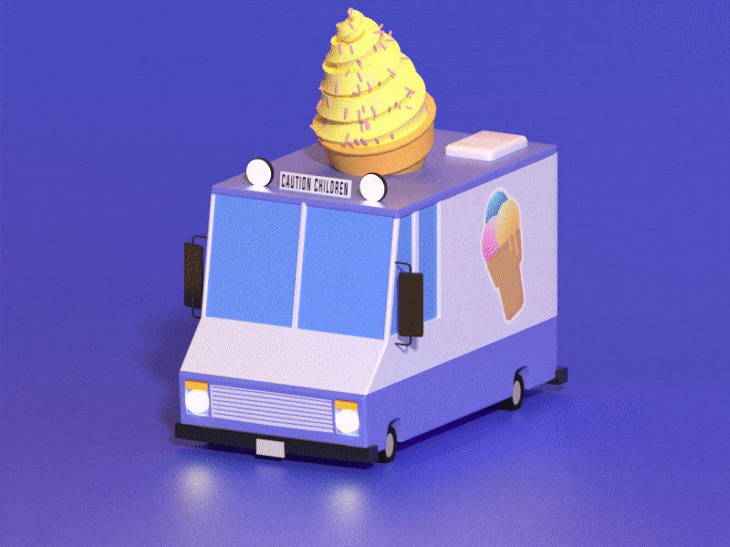 ice cream truck 3d c4d children cream design gif icecream loop modelling octane spin texture truck