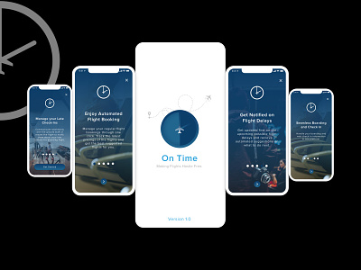 Onboarding Challenge - On Time Flights Application ( iOS ) app design branding design human computer interaction illustration ios app logo splash page ui design uxdesign uxui vector