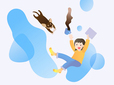 Work from home with my dog illustration ui vector