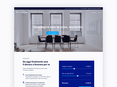Rendimento Etico Homepage clean crowdfunding design investment platform realestate ui website websites