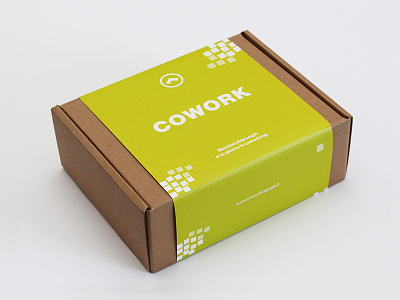 Coworking Login: Welcome Kit box cardboard coworking gadget geometry green kit pack packaging print