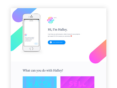 Halley - landing page app ui brand design branding design chat chatbot colorful design gradient landingpage mobile ui visual identity visual identity design website