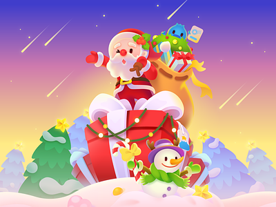 Merry Christmas app design festival activities gift h5 happy holiday illustration illustration merry christmas onion math santa claus snow snowman stars tree