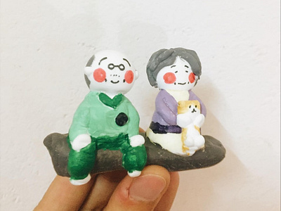 Daikichi & Yoshie art clay couple design illustration sculpted
