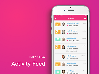 #047-Activity Feed 047 activity activity feed app daily daily 100 daily 100 challenge daily challange dailyui day47 dribble feed ui 100 ui100days