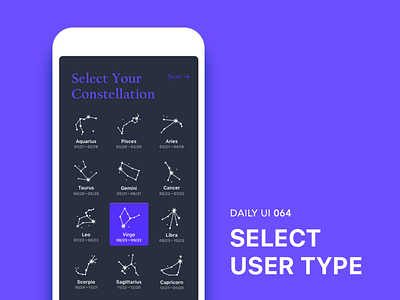 #064-Select User Type 064 64 app constellation dailui daily daily 100 daily 100 challenge daily challange dailyui day64 select user type ui 100 ui100 ui100days