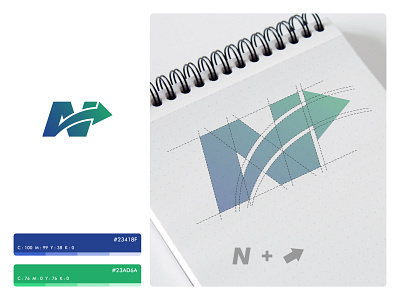 N + Arrow Logo Concept arrow brand brand identity branding letter n logo logo design