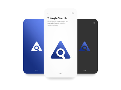 Triangle Search Logo blue brand brand identity branding cool interface design logo logo design magnifying glass rounded triangle triangle logo vector