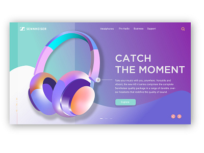 Senheiser Landing page design gradient illustration invision landing design music trend typography ui ui ux vector webdesign xd