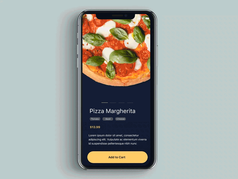 Pizza Shop app Interaction cartoon dailyui dark dark theme dark ui figma food food app interaction design mobile app ordering pizza