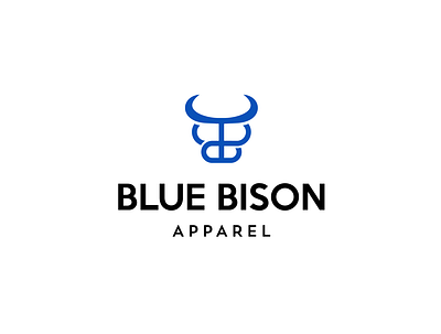 Blue Bison Apparel Logo apparel bison blue branding clothing design graphic logo modern monogram simple