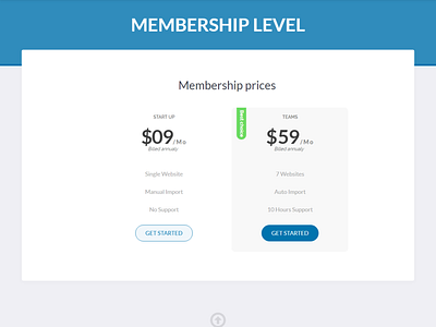 Pricing Table Design For Membership