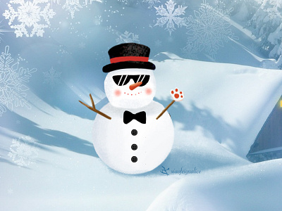 Fourth cute snowmen design doodle flat illistration snowmen ui