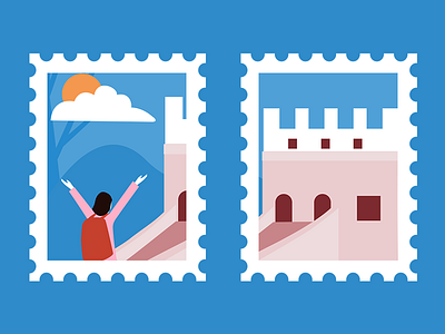 The Great Wall in Beijing design doodle flat illistration ui