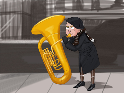 Big trumpet..............! 2d animation art artist artwork cartoon cartoon character cartoon illustration cartooning cartoons design design art designer designing designinspiration drawing india indian music painting