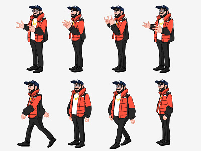 Character design pose sheet for a video