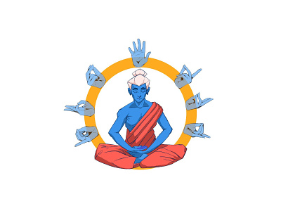 Bhairava Mudra a yoga form. animation art artist artwork buddha character characterdesign color colors design draw drawing god illustration india indian ipad monk procreate yoga