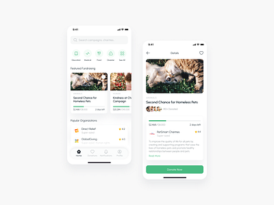 Donation Mobile App adobexd app design figma minimal mobile productdesign ui uiux ux