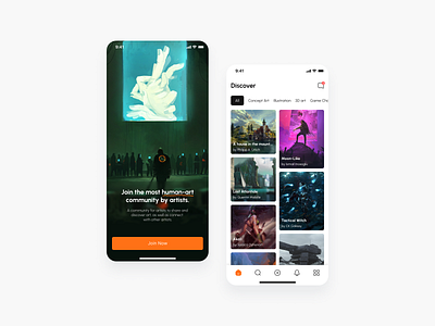 Community Platform for Real Artists adobexd app design figma minimal mobile notoai ui uiux