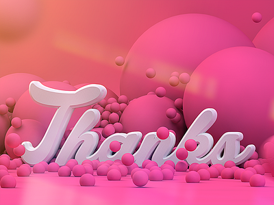 Thanks & Hi! 3d balls cinema4d dribbble invitation pink spheres thanks