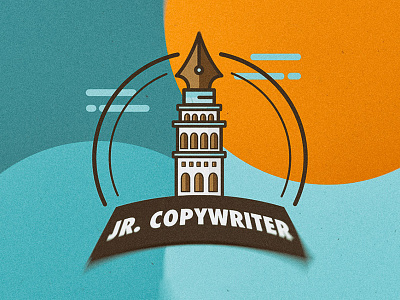 Jr. Copywriter Job Ad For Revolvia badge color copywriter design flat galata grain icon job motion typo vector