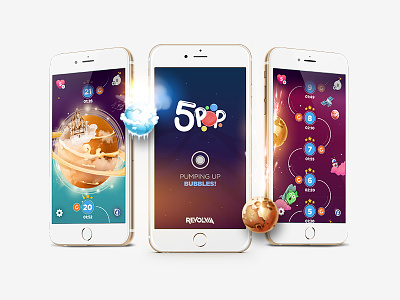 5 Pop - Bubble Shooter Game bubble clean game gradient iphone level map mobile monster shooter ui