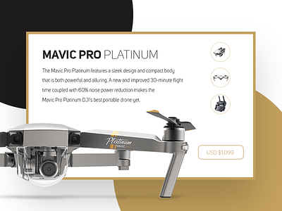 Mavic Pro Platinum | Product Card card design dji drone interface material offer page product sale ui web