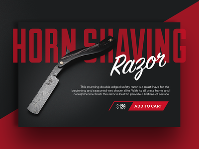 Horn Shaving Razor | Product Card card design gradient interface material minimal offer page product sale ui web