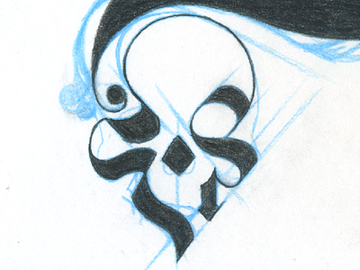 Skull blackletter hand drawn skull