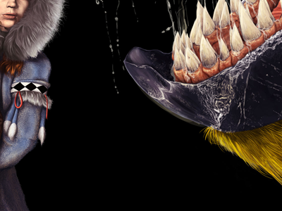 What's for Dinner? drool feathers fur girl illustration teeth