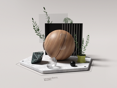 wooden ball 3d 3d artist abstract art blender3d cycles design minimal minimalist render