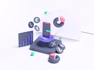 3D Crypto Illustration for UI Design 3d blender crypto cryptocurrency cycles design fintech illustration ui