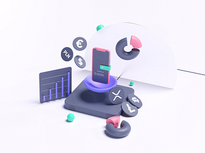 3D Crypto Illustration for UI Design