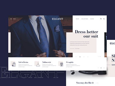 ELGANT - website 2d design elegant flat homepage icon minimal product page site suits typography ui ui design web design webdesign website