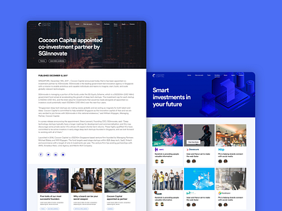 Cocoon Capital - Smart Investments for your future blog design blue cards ui homepage ui investments ui ux design userinterfacedesign webdesign website design