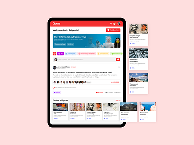 Quora homepage redesign cards category tags ipad qna quora red tablet tags travel uidesign webapp