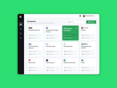 Company management dashboard