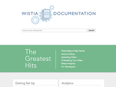 Wistia Documentation Homepage documentation information design