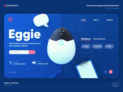 Character design and development | Service Landing page animation bot character design chatbot egg eggie interaction layout medical robot robot smart web website
