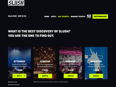 Redesign Slush Ticket Platform event app ticket app webdesign